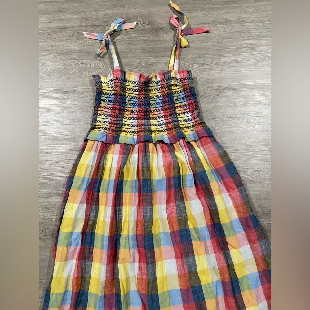 Anthropologie Corey Lynn Calter Colorful Plaid Sundress with‎ Yellow Bag - Picture 3 of 6